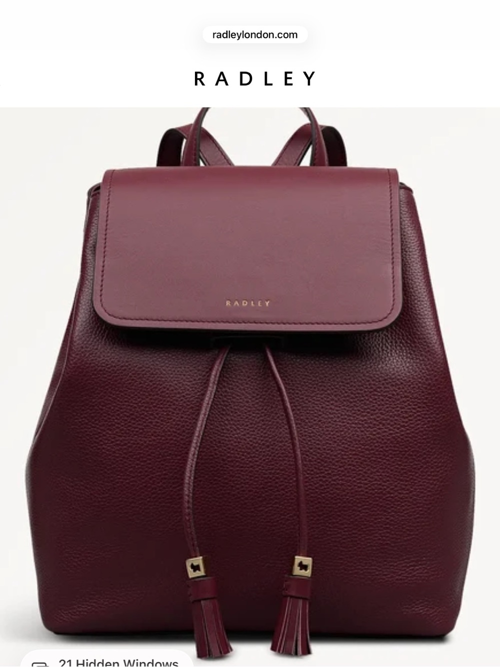 Radley London
Noble Alley
Small Flapover Backpack, Color Dark Cherry